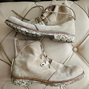 Bussola Combat Boots Lightweight Leather Suede Taupe Beige Camo size 9.5 Italy